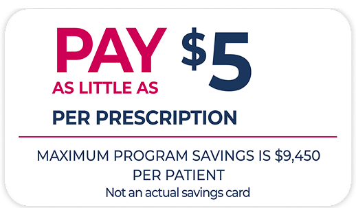 Eligible, Privately Insured Patients May Pay As Little As $5 Per Prescription; Maximum Program Savings Is $9,450 Per Patient