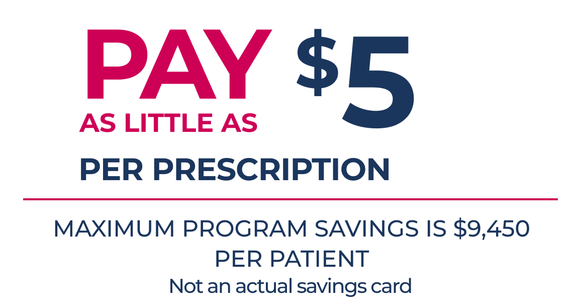 Eligible, Privately Insured Patients May Pay As Little As $5 Per Prescription; Maximum Program Savings Is $9,450 Per Patient