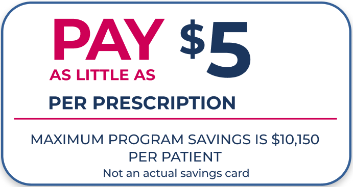 Eligible, Privately Insured Patients May Pay As Little As $5 Per Prescription; Maximum Program Savings Is $10,150 Per Patient